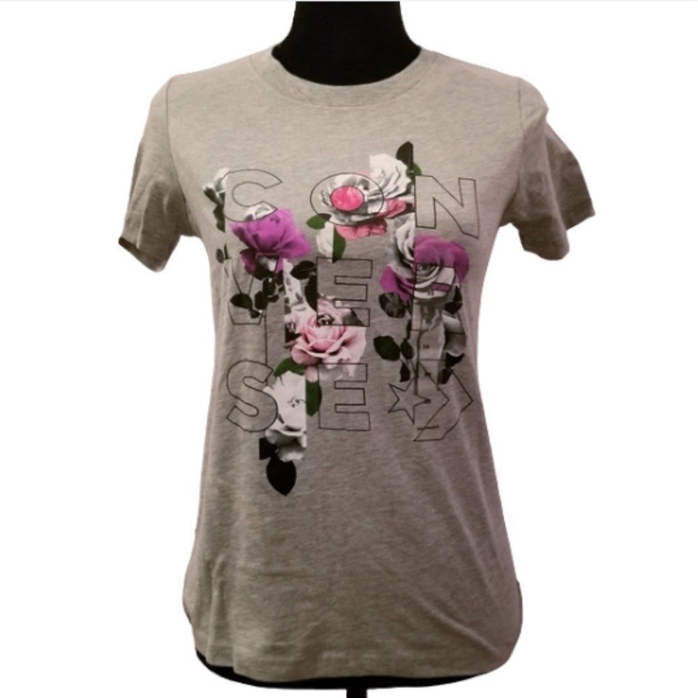 Converse Women Extra Small Floral Graphic Short‎ Sleeve Crew-Neck Tee